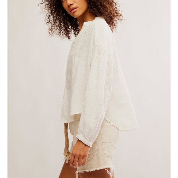 🆕 FREE PEOPLE We The Free Valley Double Cloth Shirt / Clean Ivory - Picture 2 of 10